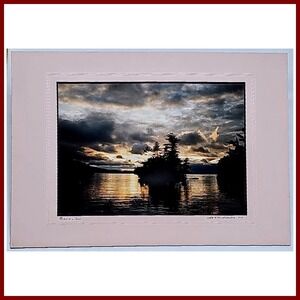 Lake Winnipesaukee Photo Roberts Cove Sunset Vintage NH Matted Landscape‎ Island